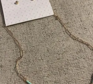 Boutique palmetto moon new necklace green chain gold w earring set thumbnail 3