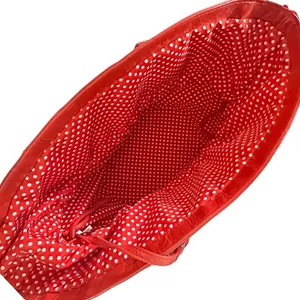 Coldwater Creek Woven Straw Tote Bag Red Leather Trim Flower Accent ‎ Vacation thumbnail 6