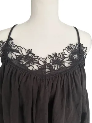 FREE PEOPLE Black Floral Swing Tank Top Size Small NEW NWT thumbnail 2