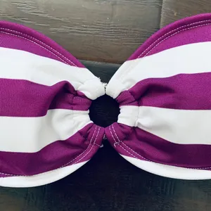 Target Xhilaration Bandeau Bikini Top - White & Purple Stripes | Size: S thumbnail 2