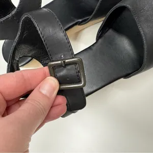 Kelsi Dagger Black Leather Peep Toe Wood Platform Heels Womens 5.5 Clog Fall thumbnail 6