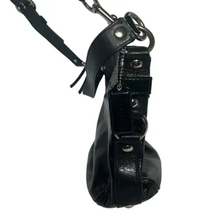 Coach Zoe Hobo Bag Womens Large Black Crinkled Patent Leather F15478‎ thumbnail 3