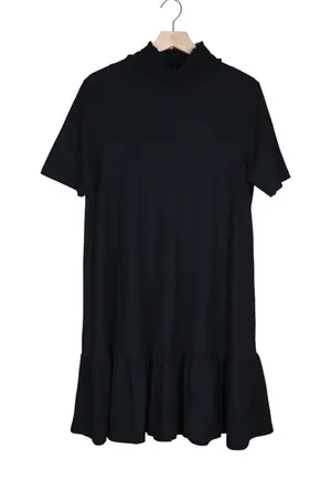 Zara Women's M Black Short Sleeve Ruffle Hem A-Line Dress thumbnail 1