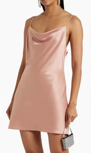 Alice + Olivia Harmony Draped Satin Crepe Mini Dress Rose Size 12 thumbnail 1