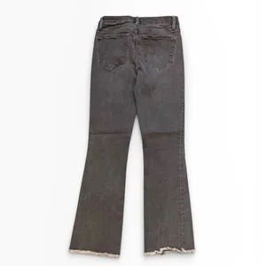 Free People Washed Black Low Rise Flared Jeans Raw Hem‎ Cropped Size 24 Slim Fit thumbnail 2