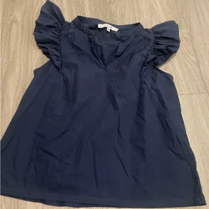 Joe's Jeans Navy Ruffle Sleeve Blouse thumbnail 1