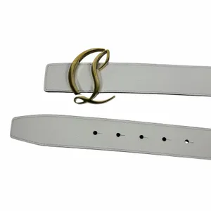 Christian Louboutin CL Logo Calf Leather Belt Leche White Size 90/36 thumbnail 8