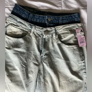 Target High Rise Blue and White Jeans thumbnail 4