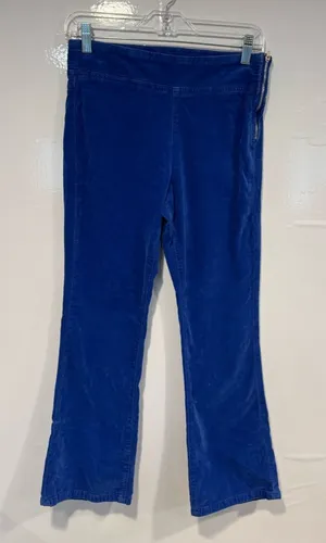 Free‎ People flare kick blue velvet pants thumbnail 1