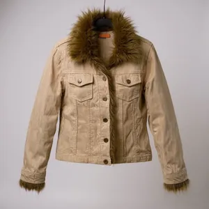 Y2K Vintage Vibe Anthropologie Tulle Brown Corduroy Faux Fur Trim Jacket Size‎ S thumbnail 1