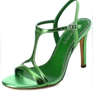 Christmas green t strap stiletto heels size 9 shiny thumbnail 1