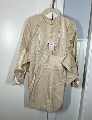 NEW KEEPSAKE emilio long sleeve mini dress in oyster size small / 4 wedding grad thumbnail 2