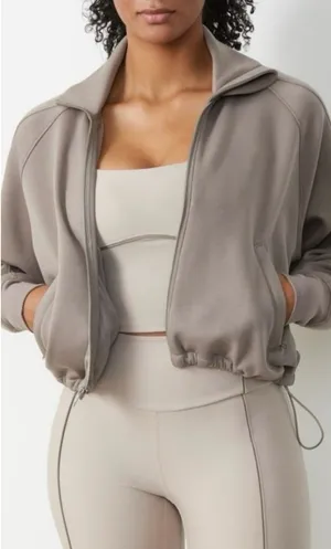 Abercrombie & Fitch YPB neoKNIT Cinched Full-Zip Hoodie Medium Grey Athletic thumbnail 1
