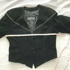 80s Vintage Wilsons Leather‎ Womens Black Moto Suede Jacket Retro Glam Rock - M thumbnail 10