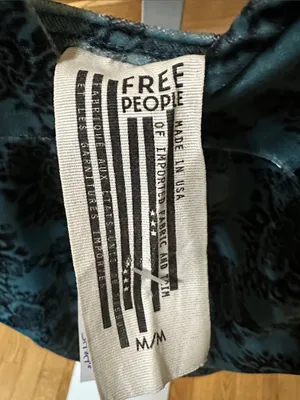 Free People Say it Twice Blue Velvet Slip Dress with Black Damask Print thumbnail 4