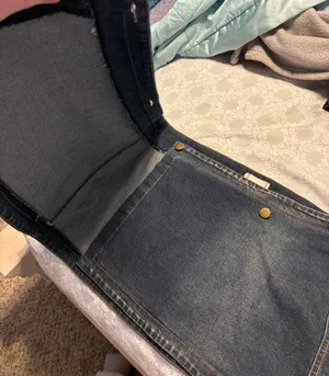Urban Outfitters mini asymmetrical denim skirt with button closure thumbnail 6