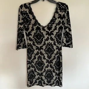 Intimately Free People Black‎ Velvet Burnout Damask Mini Dress Lace Trim Small thumbnail 9