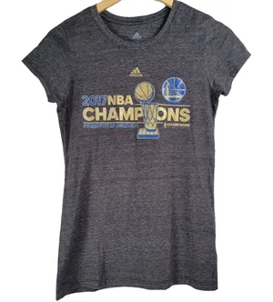 Adidas Womens Gray 2017 NBA Champions Golden‎ State Warriors T Shirt Medium thumbnail 1