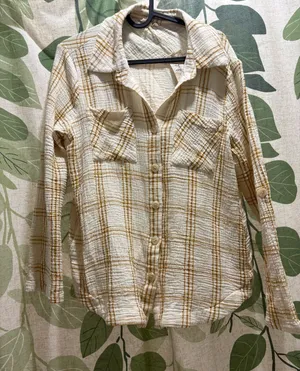 Mystree Cream and Tan Plaid Button-Down Shirt thumbnail 1