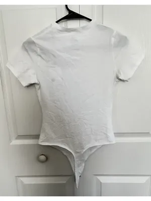 Quince Organic Cotton Stretch Crew Neck Short Sleeve Bodysuit White Size S thumbnail 8