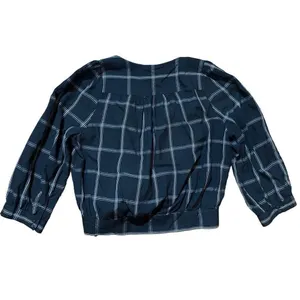 Madewell‎ Wrap Top in Windowpane sz Small black white thumbnail 8