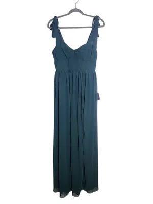 Lulus Green Chiffon Formal Dress with Tie Straps Size Large NWT Wedding Guest thumbnail 2