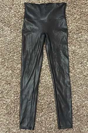 SPANX Black Faux Leather Leggings Large thumbnail 1