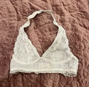 XS Victoria's Secret White Lace Halter Bralette thumbnail 1