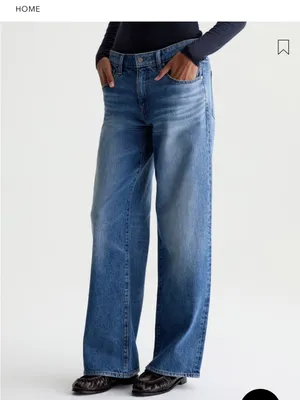 Ag Adriano Goldschmied Medium Blue Wide Leg Jeans with Faded Wash thumbnail 2