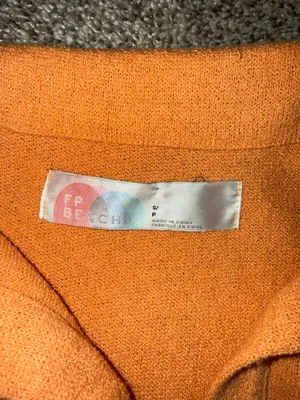 Free People FP Beach Orange Polo Style Sleeveless Cropped Knit Tank Top thumbnail 3