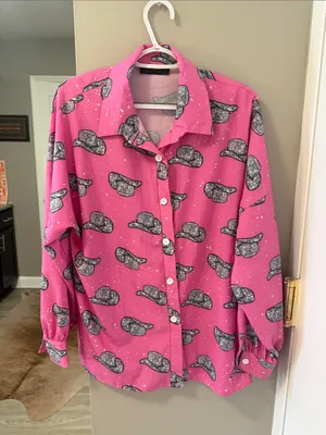 $68 Nylon Apparel Retro Disco Cowgirl Cowboy Hat Button Down Shirt M thumbnail 3