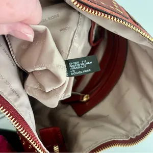NWT Michael Kors Brown ‘Brooklyn Grommet Leather Feed Bag’ Crossbody in “Brick” thumbnail 14