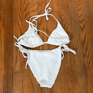 Andie String Bikini Set Textured Weave White Size S‎ NWOT thumbnail 2
