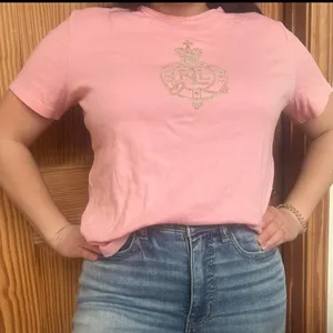 Polo Ralph Lauren Pink Rhinestone Graphic Logo T-shirt thumbnail 1