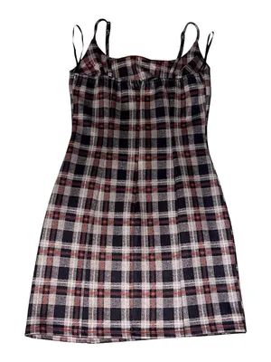 Papaya Brown plaid mini dress thumbnail 2