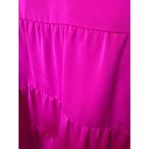 THML Magenta Pink Tiered Mini Dress Short Puff Sleeve Split V-Neck Small thumbnail 4