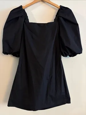 Free People Mare Mare Bella Puff Sleeve Mini Dress Women Size Small Black thumbnail 1