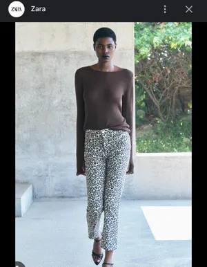 Zara Leopard Print Straight Leg Jeans thumbnail 4