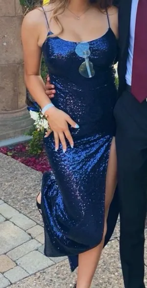 Windsor Navy Sequin Spaghetti-Strap Maxi Dress thumbnail 1