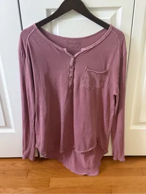 Free People Frontier Slub Knit Henley Tee in Pink thumbnail 2