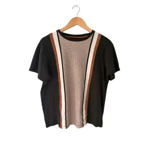 Denim & Flower Ricky Singh Color Block T-Shirt Black Brown Cream USA L thumbnail 2