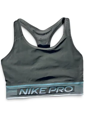Nike Pro Swoosh Mesh Medium Support Padded Sports Bra Grey Teal Size Large thumbnail 2