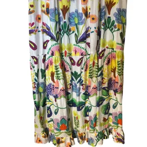 Hayden Los Angeles Maxi Dress Watercolor Floral Lined 1XL Tiered Tassel Boho thumbnail 4