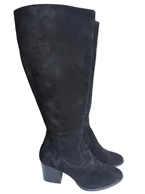 Born Elbe Black Suede Heeled Tall Boots Size 9 thumbnail 1