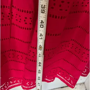 NWT Strapless crochet red pink maxi dress size Large thumbnail 5