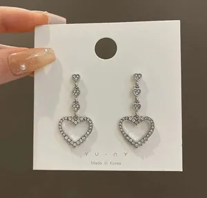 925 Silver Plated Love Heart Drop Dangle Earrings for Women thumbnail 1