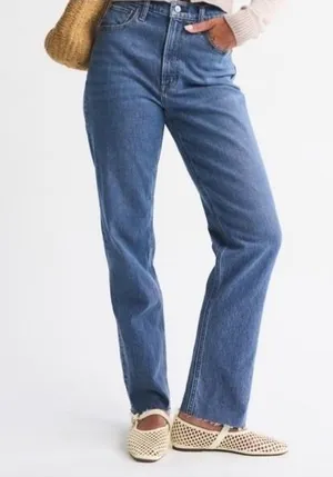 Abercrombie & Fitch Jeans Women's 12/31 90s Straight Ultra High Rise‎ Raw Hem thumbnail 1