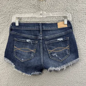 Y2K Abercrombie & Fitch Low Rise Denim Jean‎ Shorts 2" Cuffed Distressed Women 2 thumbnail 2