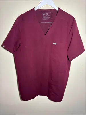 FIGS Technical Collection V-Neck Scrub Top Burgundy XL thumbnail 1