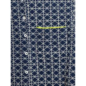 FRNCH PARIS Navy White Geometric Print Short Sleeve Button Up Shirt‎ XS thumbnail 5